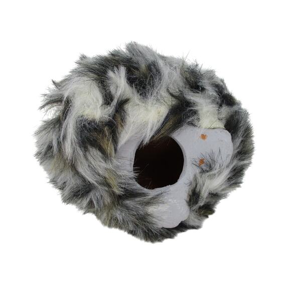 Owl Figuring with Faux Fur Feathers Adorable Owl 4.5"H x 4"W x 3.5" D - Picture 6 of 7